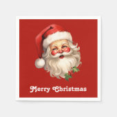 Serviette En Papier Noël rétro Holly Jolly Santa Claus (Devant)