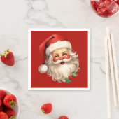 Serviette En Papier Noël rétro Holly Jolly Santa Claus (En situation)