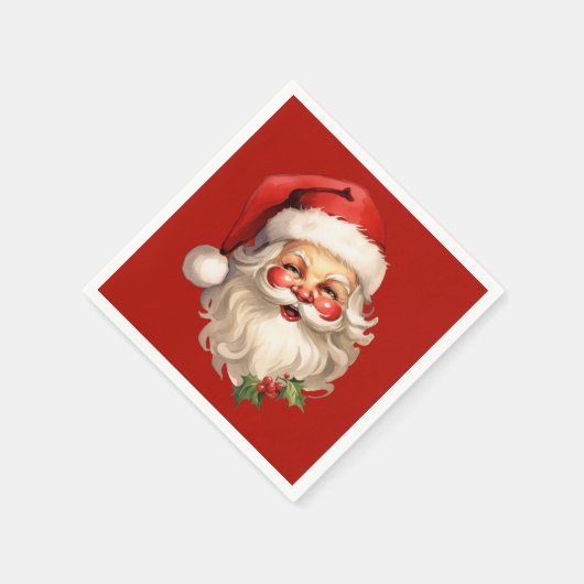 Serviette En Papier Noël rétro Holly Jolly Santa Claus (Coin)