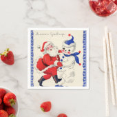 Serviette En Papier Noël rétro Noël Père Noël snowman Holiday (En situation)