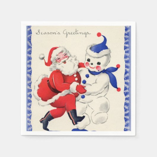 Serviette En Papier Noël rétro Noël Père Noël snowman Holiday (Devant)