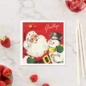 Serviette En Papier Noël rétro Noël Père Noël snowman Holiday (En situation)