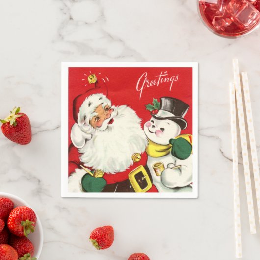 Serviette En Papier Noël rétro Noël Père Noël snowman Holiday (En situation)