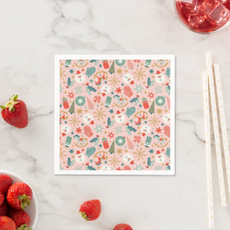 Serviette En Papier Noël Retro Pastel