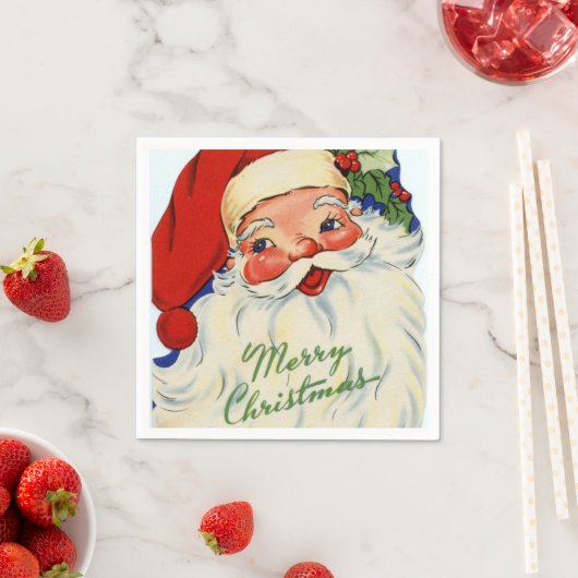 Serviette En Papier Noël rétro Père Noël Fête de Noël (En situation)