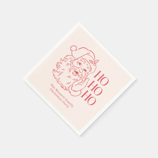 Serviette En Papier Noël Retro Père Noël "Ho Ho Ho Ho" (Coin)