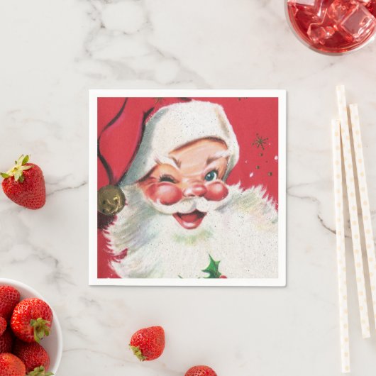 Serviette En Papier Noël rétro Père Noël Holiday (En situation)