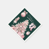 Serviette En Papier Noël rétro rose (Coin)