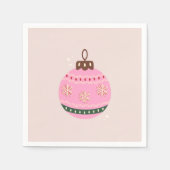 Serviette En Papier Noël Rétro Vacances rose Bauble (Devant)