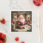 Serviette En Papier Noël rétro Vintage personnalisé (En situation)