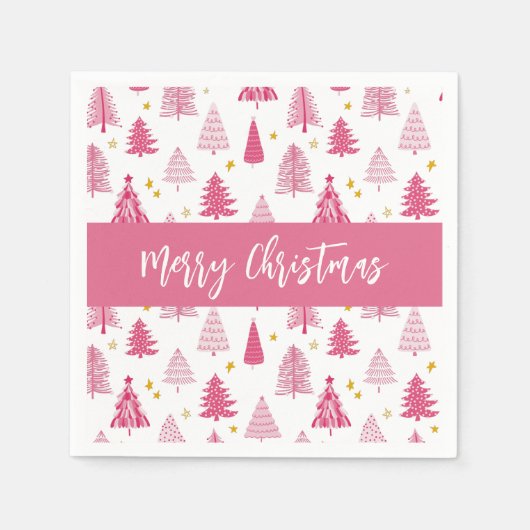 Serviette En Papier Noël rose (Devant)