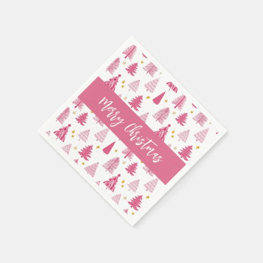 Serviette En Papier Noël rose (Coin)