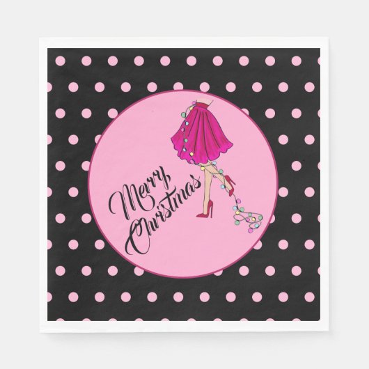Serviette En Papier Noël Rose Glam (Devant)