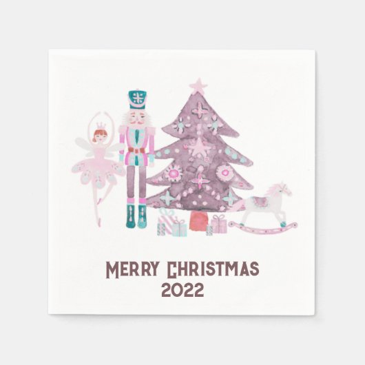 Serviette En Papier Noël rose Nutcracker (Devant)