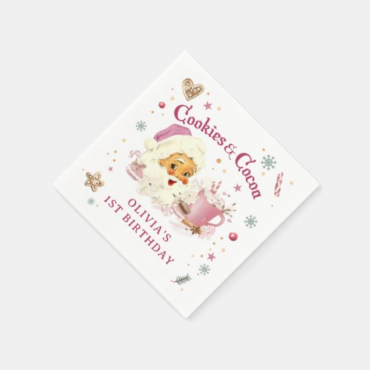 Serviette En Papier Noël rose Père Noël Cookie fête d'anniversaire (Coin)