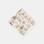 Serviette En Papier Noël rose vintage (Coin)