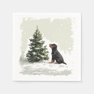 Serviette En Papier Noël Rottweiler Chien Arbre de Noël