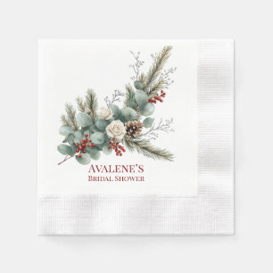 Serviette En Papier Noël Rouge Berry White Rose Fête des mariées