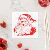 Serviette En Papier Noël rouge et blanc du Père Noël (En situation)