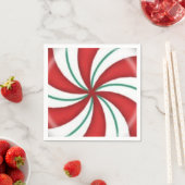 Serviette En Papier Noël Rouge et Vert Peppermenthe Dur Candy (En situation)