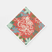 Serviette En Papier Noël rouge floral (Coin)