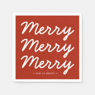 Serviette En Papier Noël Rouge Joyeux brillant