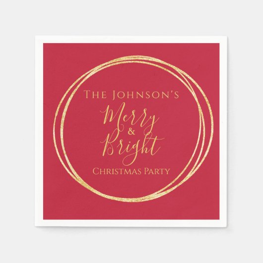 Serviette En Papier Noël Rouge or (Devant)