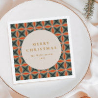 Noël Rouge Vert Mi-Siècle Étoiles Personnalisé