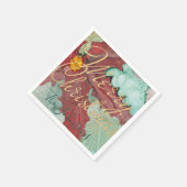 Serviette En Papier Noël Rouge Vert or Pointsettia (Coin)