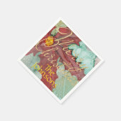 Serviette En Papier Noël Rouge Vert or Pointsettia (Coin)