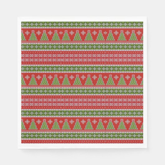 Serviette En Papier Noël Rouge Vert Vacances Moderne (Devant)