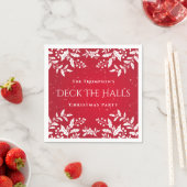 Serviette En Papier Noël Rouge, White Holly, Deck The Halls Party (En situation)