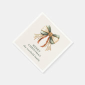 Serviette En Papier Noël Ruban Personnalisé Joyeux Noël (Coin)