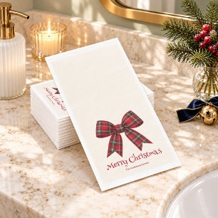 Serviette En Papier Noël Ruban Tartan Rouge
