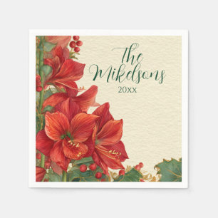 Serviette En Papier Noël Russe Rouge Amaryllis