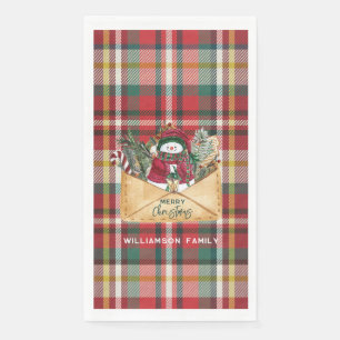 Serviette En Papier Noël rustique à carreaux personnalisé pour famille