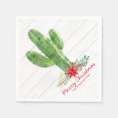 Serviette En Papier Noël rustique Cactus Bois vacances Floral (Devant)