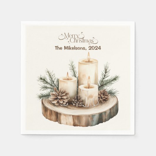 Serviette En Papier Noël rustique Festif Cosy (Devant)