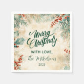 Serviette En Papier Noël rustique Holly et Pine (Devant)