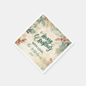 Serviette En Papier Noël rustique Holly et Pine (Coin)