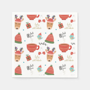 Serviette En Papier Noël rustique kraft d'hiver froid Fête
