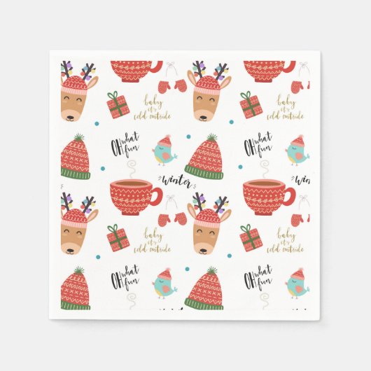 Serviette En Papier Noël rustique kraft fête hivernale froide (Devant)