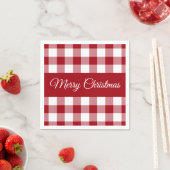 Serviette En Papier Noël Rustique Rouge Et Blanc Plaid (En situation)