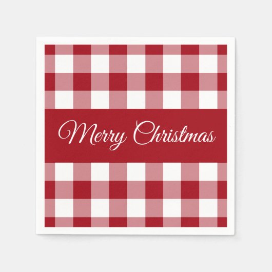 Serviette En Papier Noël Rustique Rouge Et Blanc Plaid (Devant)