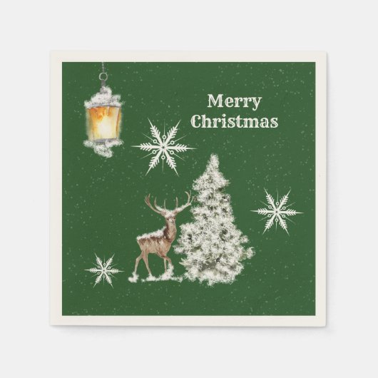 Serviette En Papier Noël rustique traditionnel (Devant)