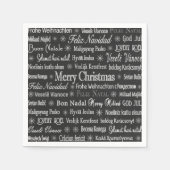 Serviette En Papier Noël Salutations Multiples Langues Noir (Devant)