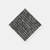 Serviette En Papier Noël Salutations Multiples Langues Noir (Coin)