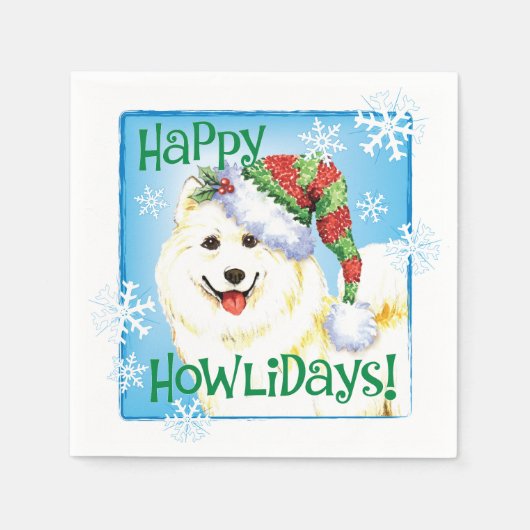 Serviette En Papier Noël Samoyed (Devant)