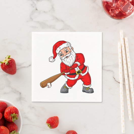 Serviette En Papier Noël Santa Claus Baseball Pitcher Boys T Enfants (En situation)