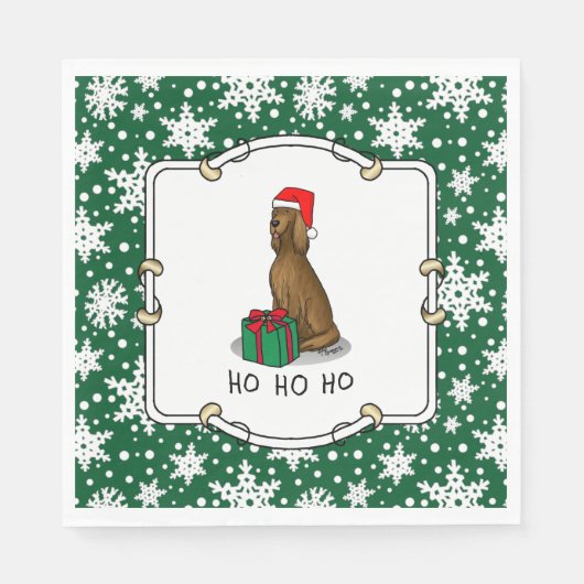 Serviette En Papier Noël Santa Hat Irlandais Setter Chien (rouge 1) mi (Devant)